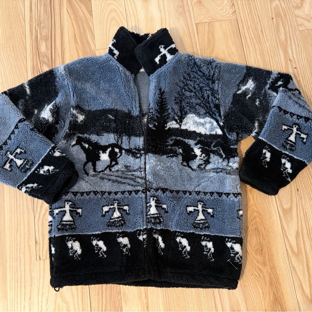 Black Mountain XS Wild Horses Deep Pile Fleece Jacket
